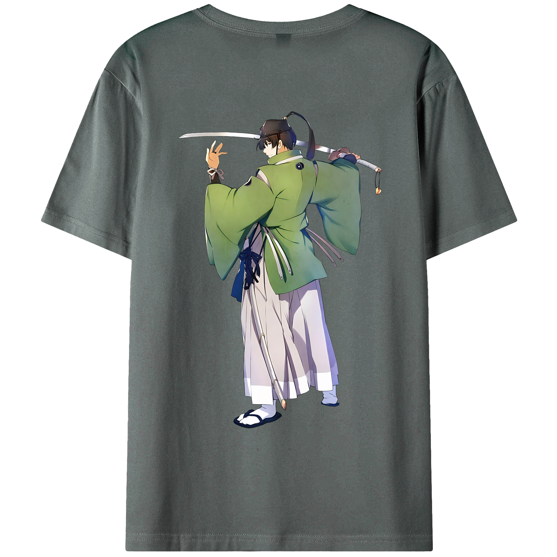（画像用） 刀剣乱舞 Touken Ranbu 綿100％ メンズ半袖Tシャツ（バックプリント） 通気性